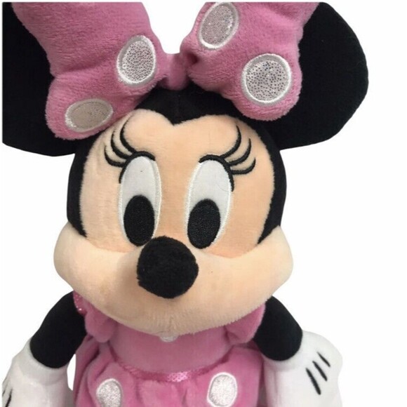 Disney Minnie Mouse 14" Pink Polka Dot Dress and Hair Bow Plush Stuffed Animal - Picture 2 of 6